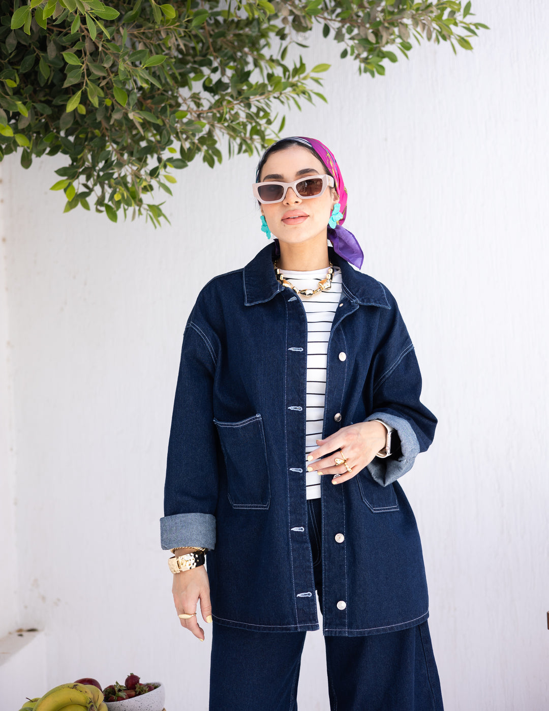 Basic Denim Jacket Dark blue