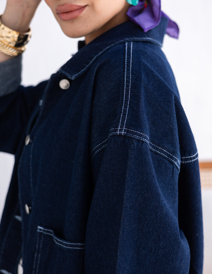 Basic Denim Jacket Dark blue