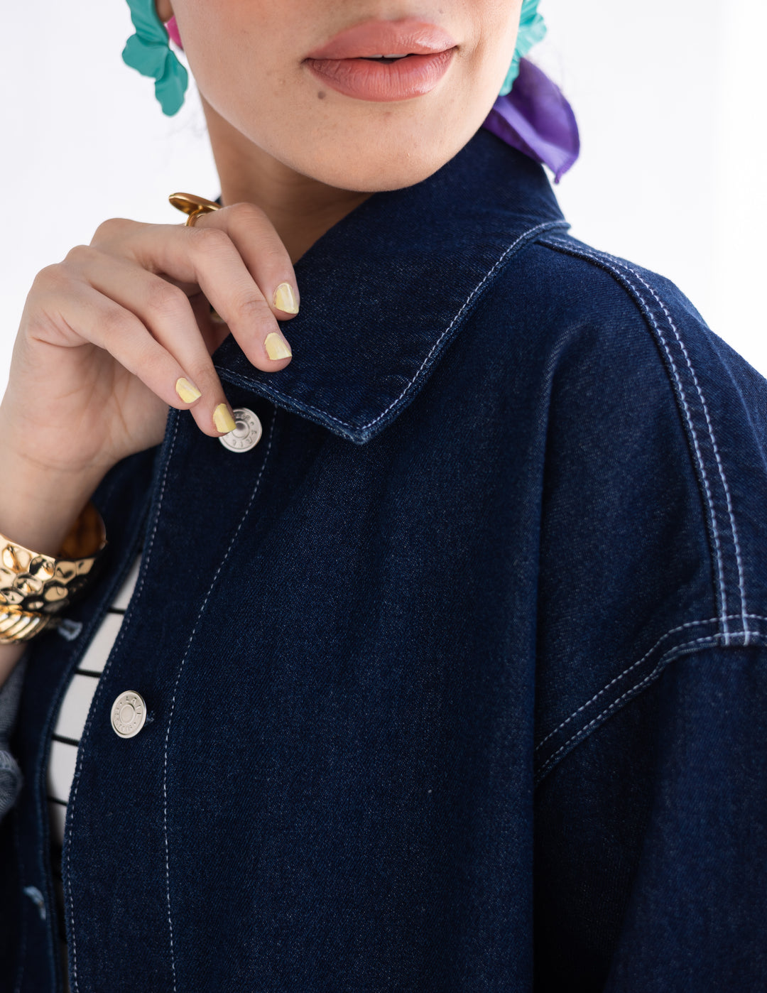 Basic Denim Jacket Dark blue