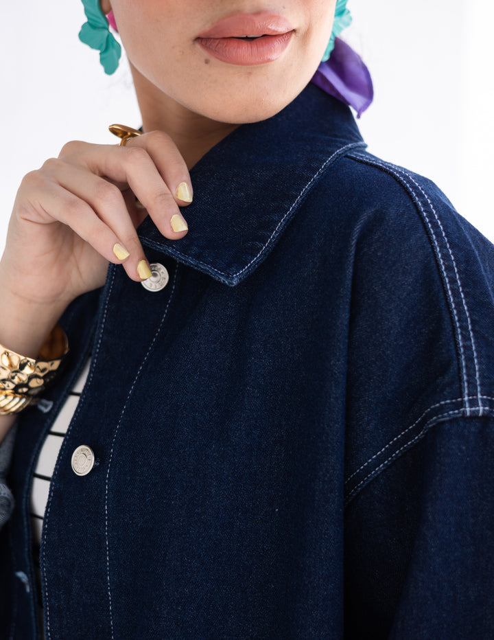 Basic Denim Jacket Dark blue