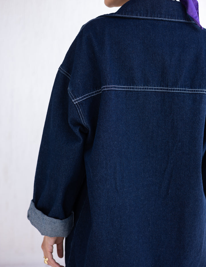 Basic Denim Jacket Dark blue