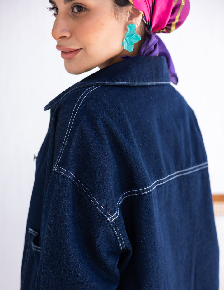 Basic Denim Jacket Dark blue