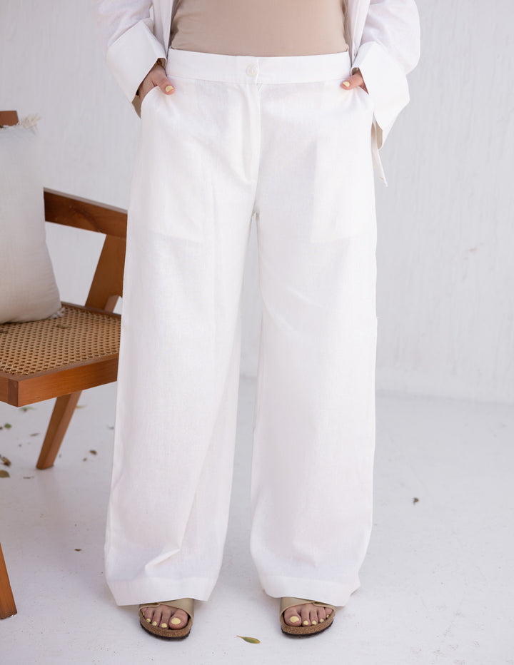 Linen White Tailored Trouser