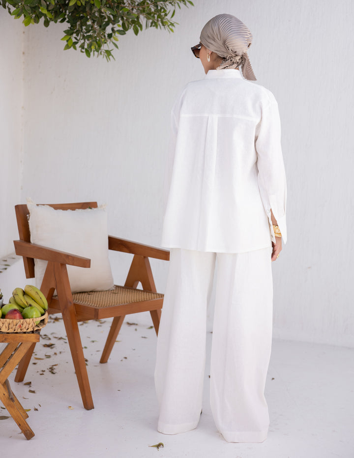 Linen White Tailored Trouser