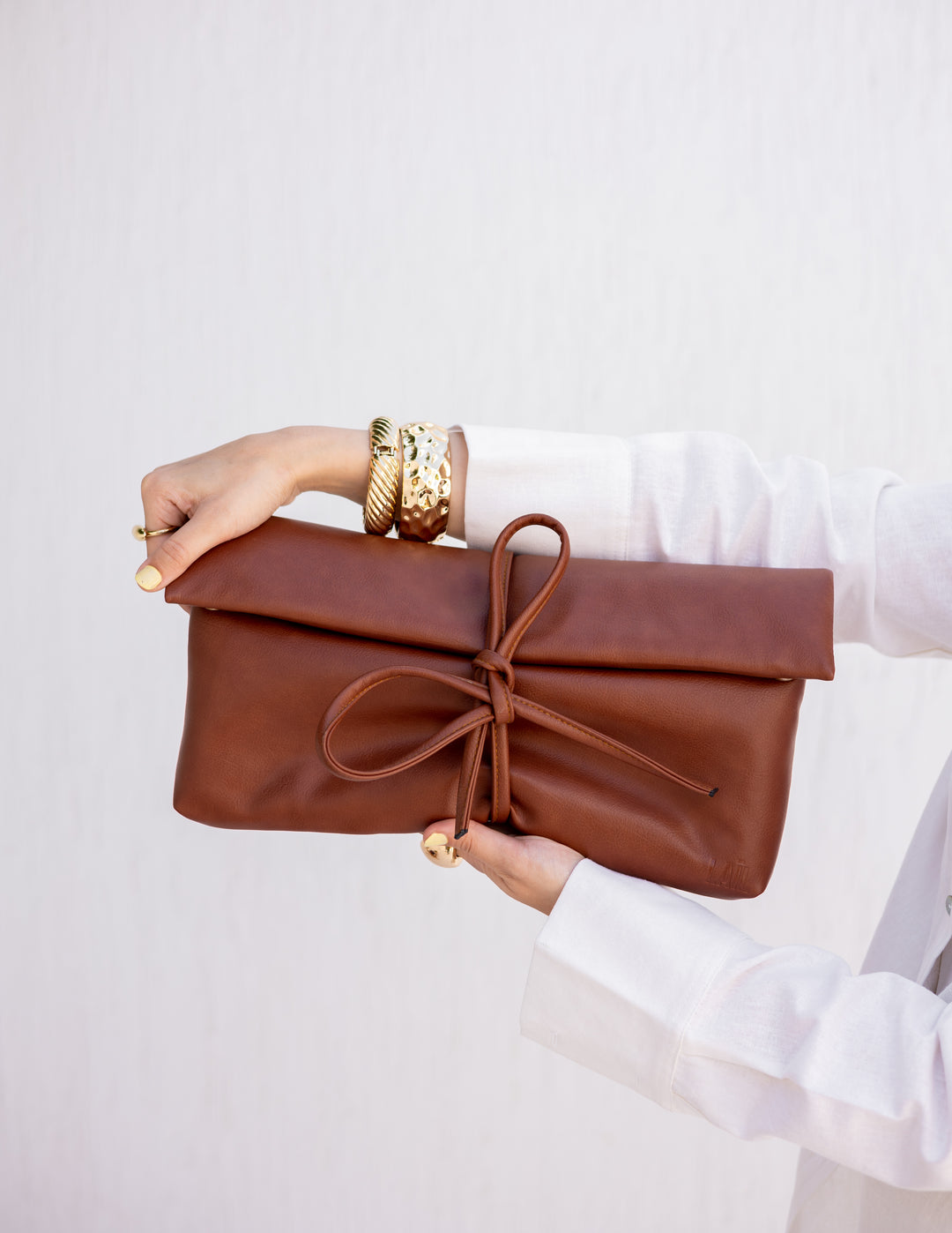 Lail Leather Clutch - Brown