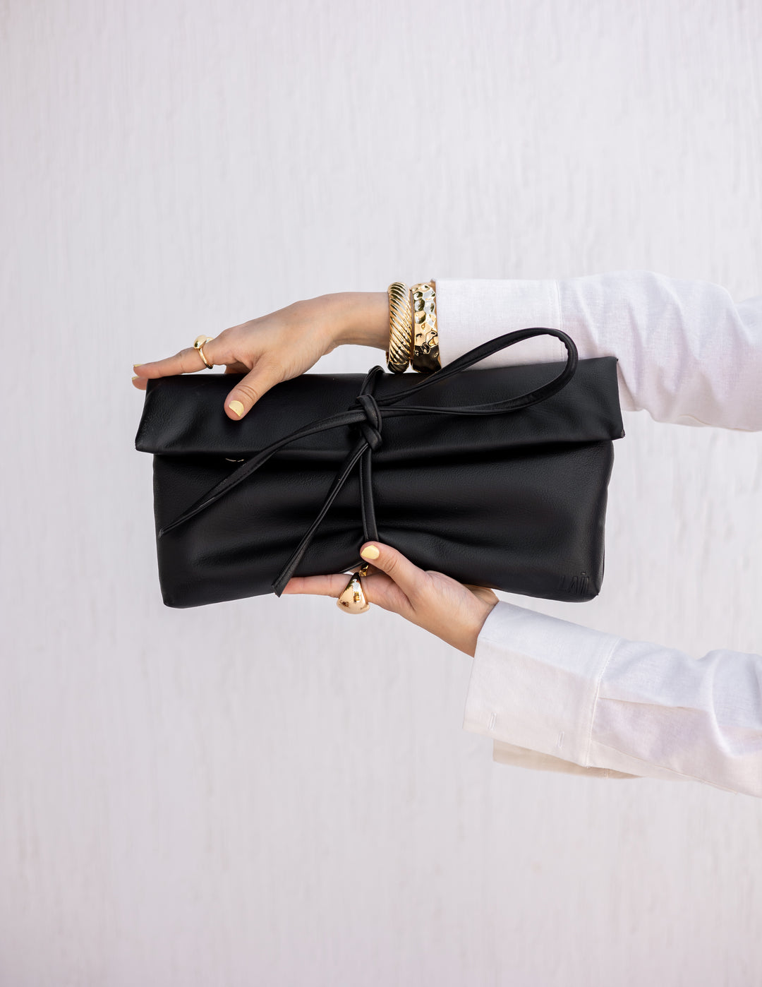 Lail Leather Clutch - Black