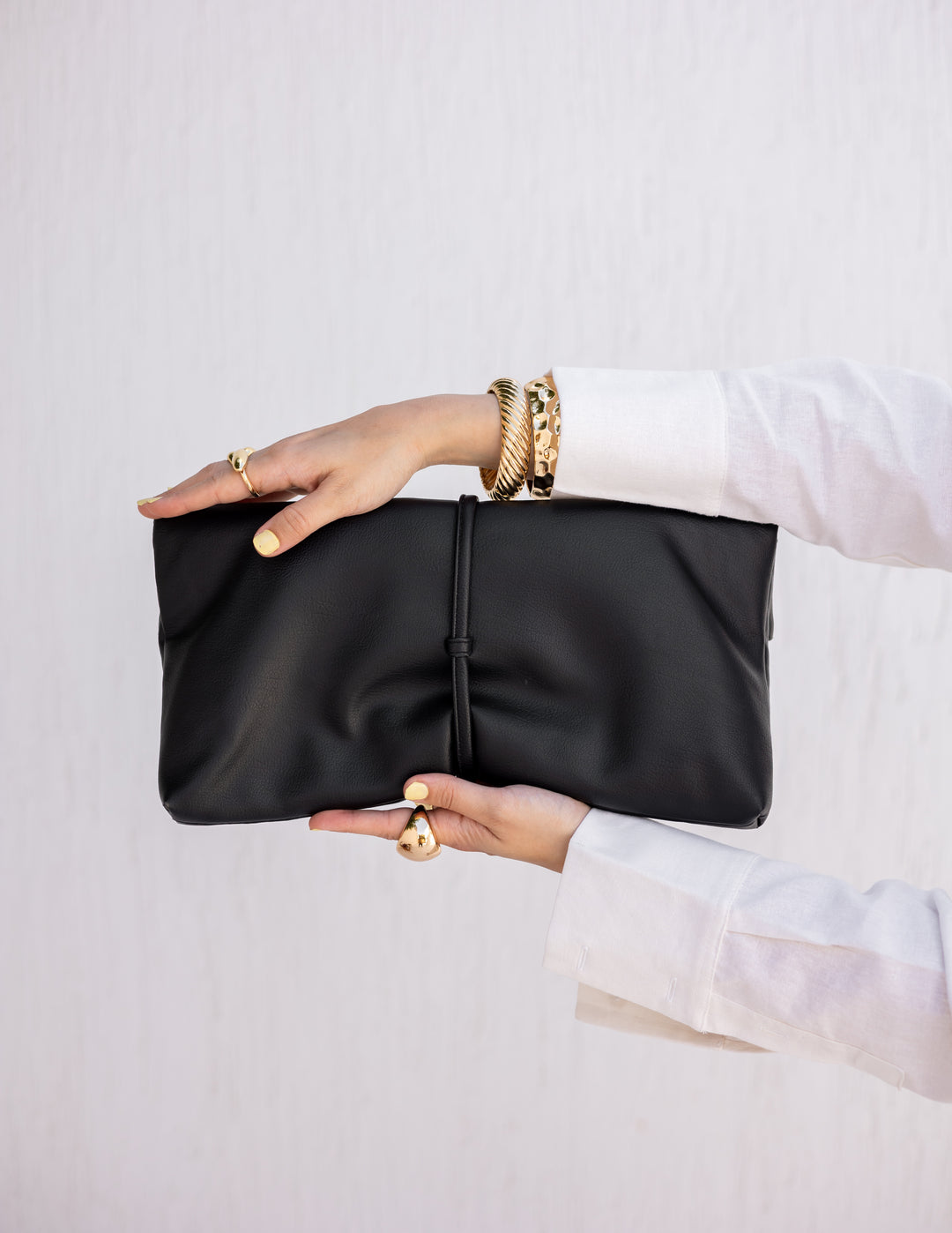 Lail Leather Clutch - Black