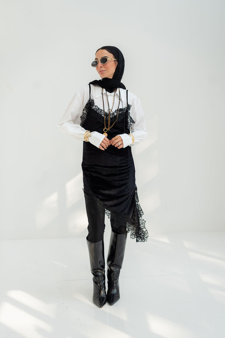 Velvet Lace Top Dress
