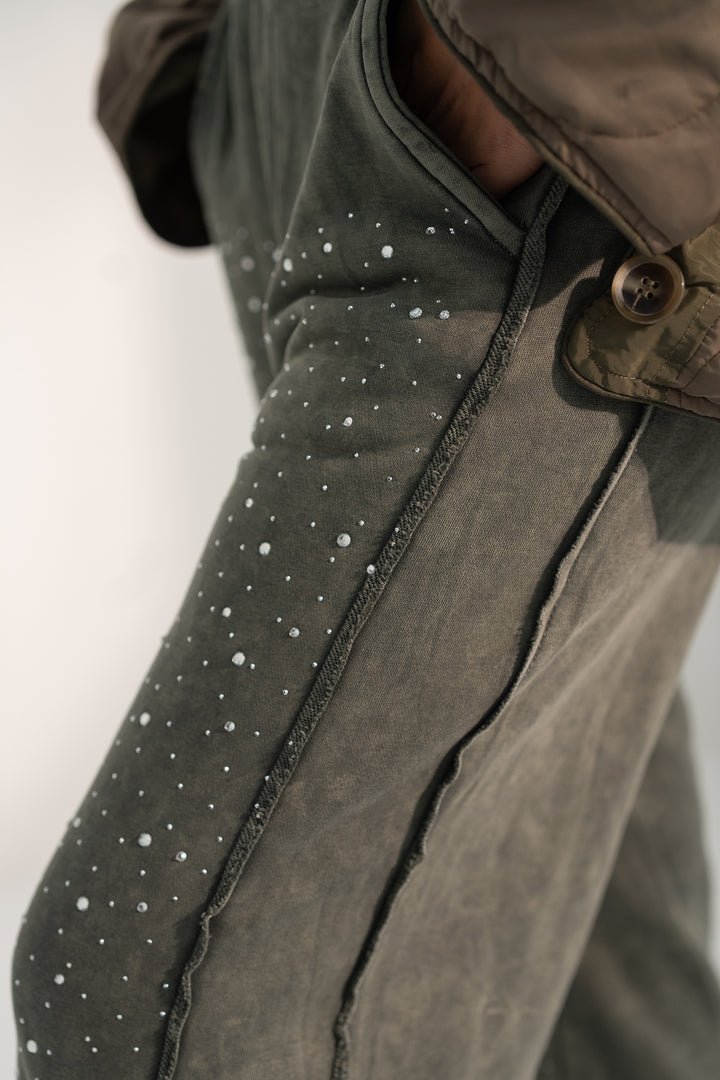 The Blingin' SweatPants - Olive Glow