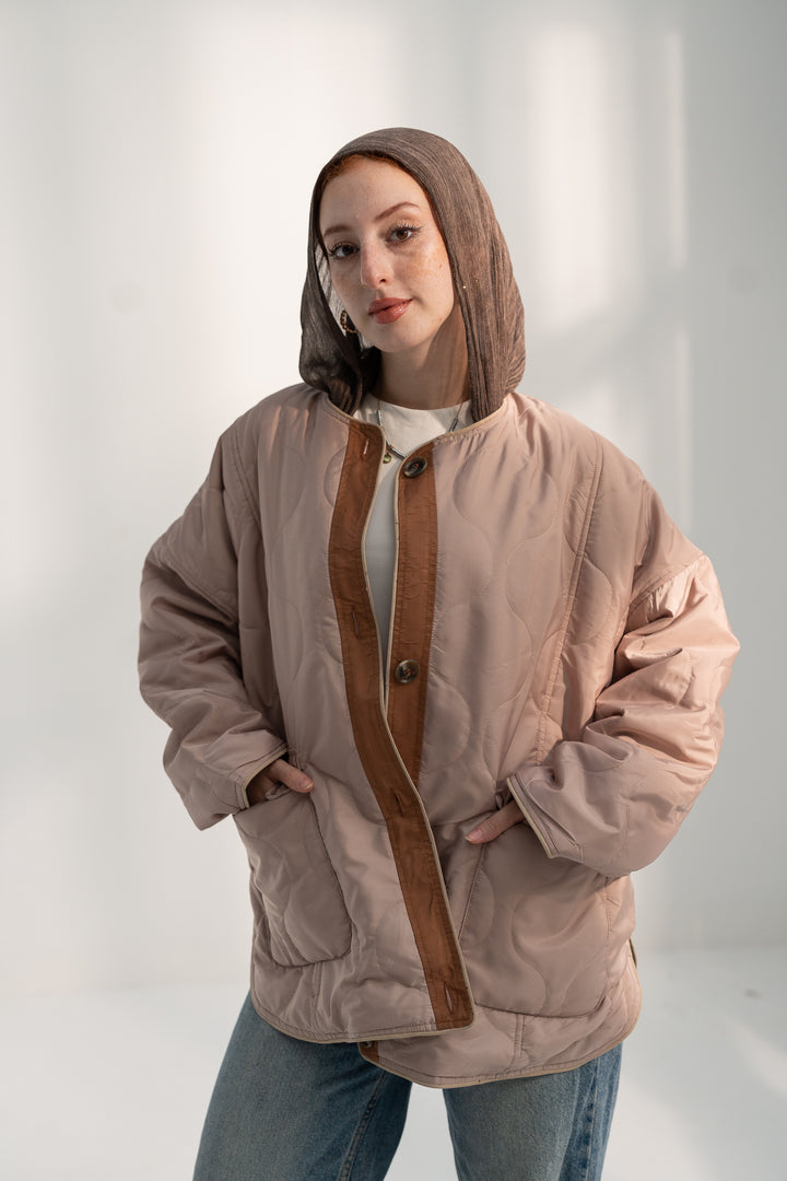 The Quilted Jacket - Nude Beige