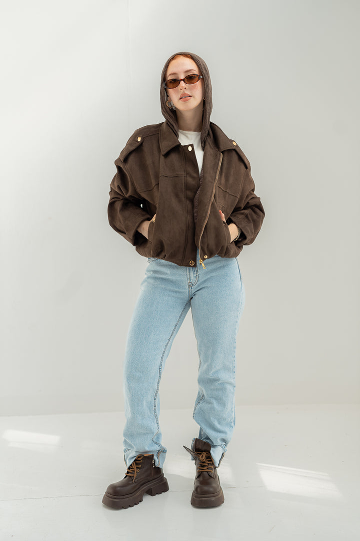 The Suede Jacket - Chocolate Brown