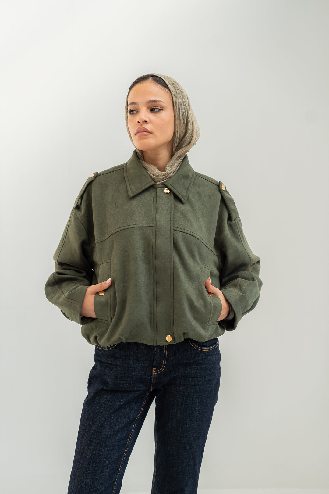 The Suede Jacket - Olive
