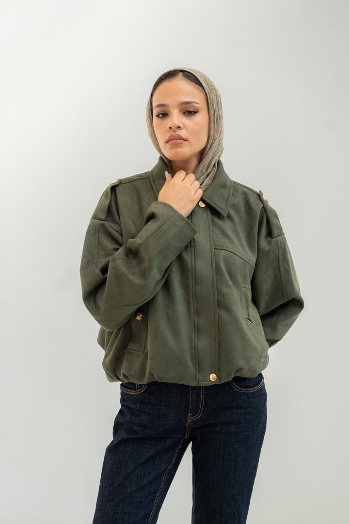 The Suede Jacket - Olive